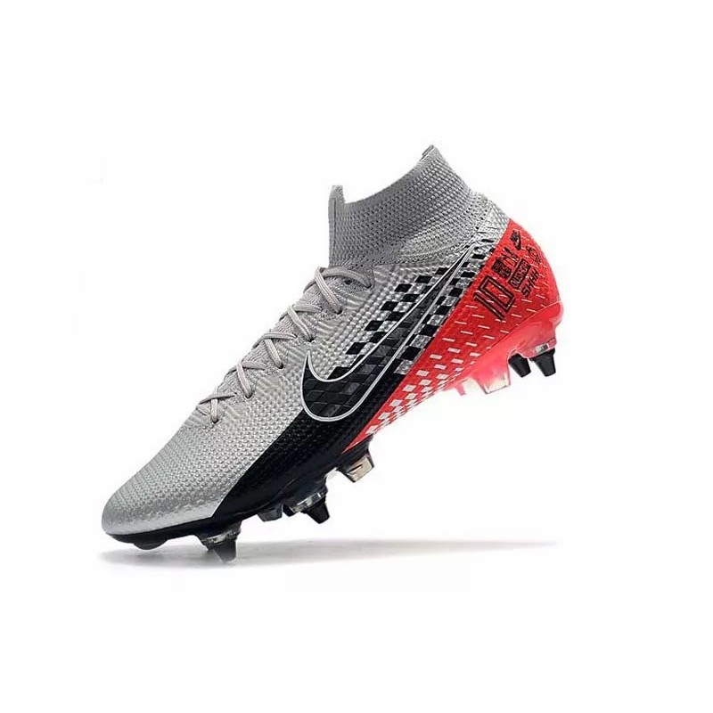 Botas de Fútbol Nike Mercurial Superfly 7 Elite SG-PRO High Top Plateado&Rojo(#39~#45)