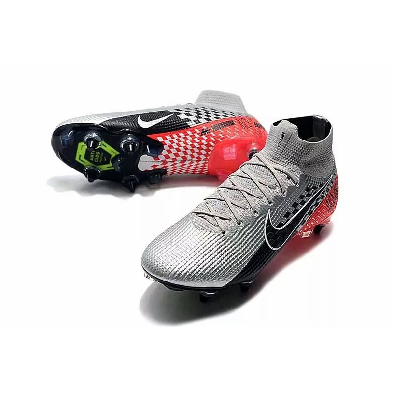 Botas de Fútbol Nike Mercurial Superfly 7 Elite SG-PRO High Top Plateado&Rojo(#39~#45)