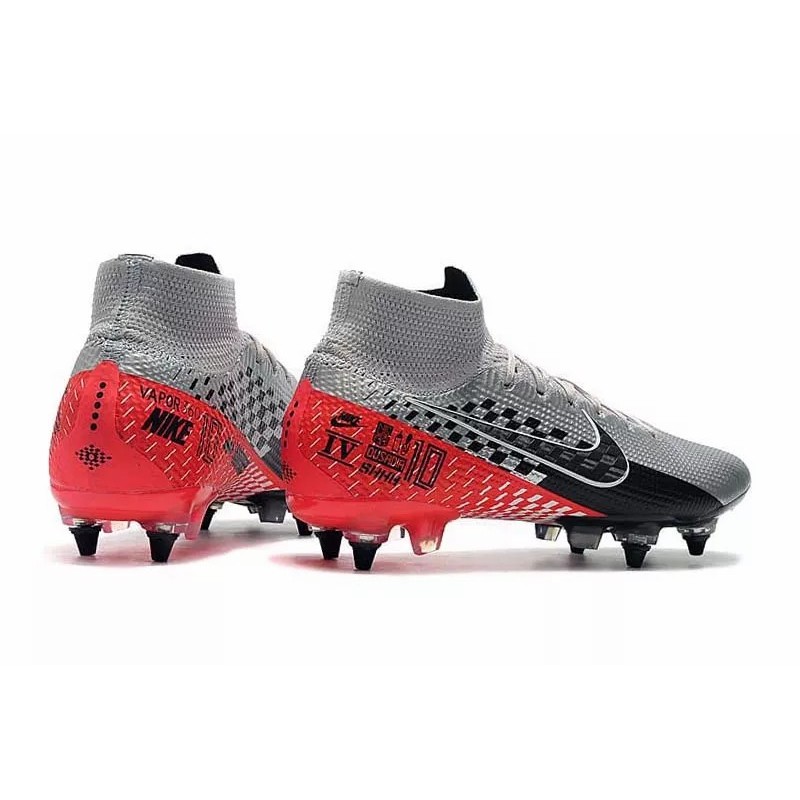 Botas de Fútbol Nike Mercurial Superfly 7 Elite SG-PRO High Top Plateado&Rojo(#39~#45)