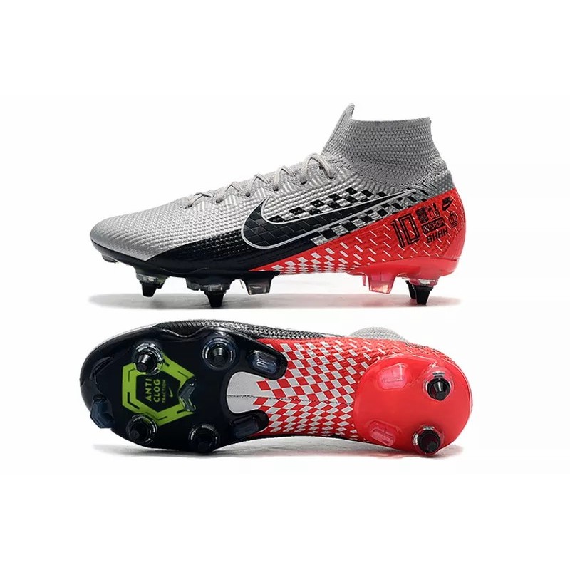 Botas de Fútbol Nike Mercurial Superfly 7 Elite SG-PRO High Top Plateado&Rojo(#39~#45)