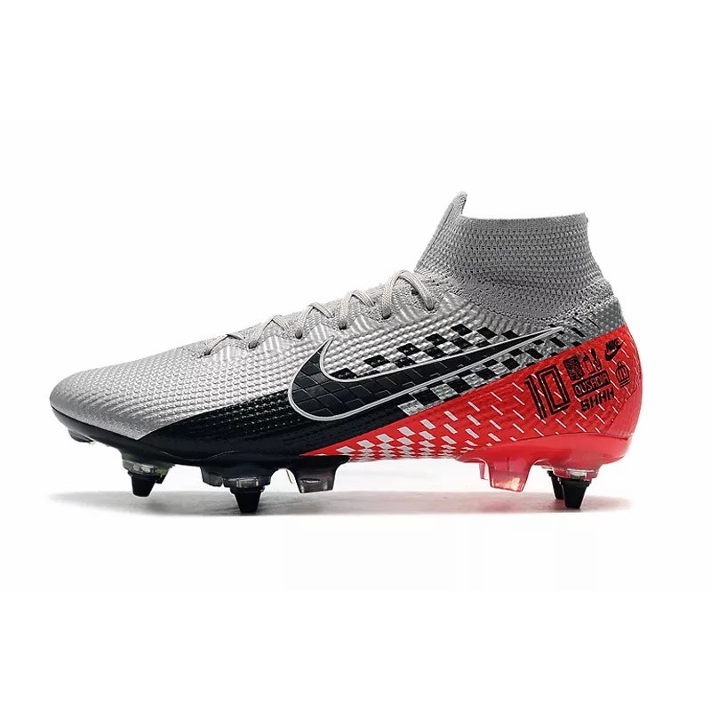 Botas de Fútbol Nike Mercurial Superfly 7 Elite SG-PRO High Top Plateado&Rojo(#39~#45)