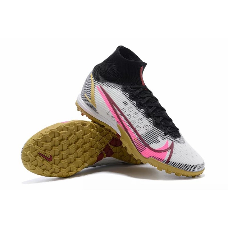 Botas de Fútbol Nike Superfly 8 Academy TF High Top Blanco&Negro&Rosado (#39~#45)