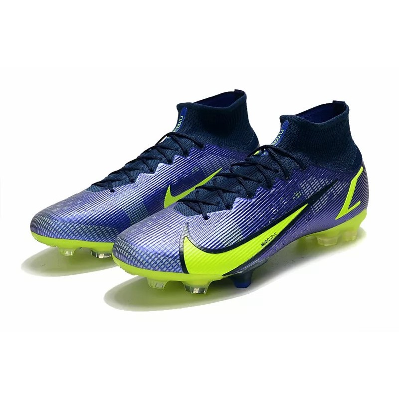 Botas de Fútbol Nike Superfly 8 Elite FG Azul&Amarillo Fluorescente (#35~#45)