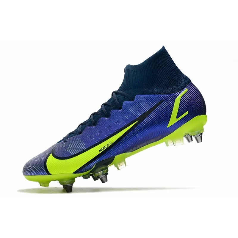 Botas de Fútbol Nike Mercurial Superfly VIII Elite SG PRO Azul&Amarillo Fluorescente (#39~#45)
