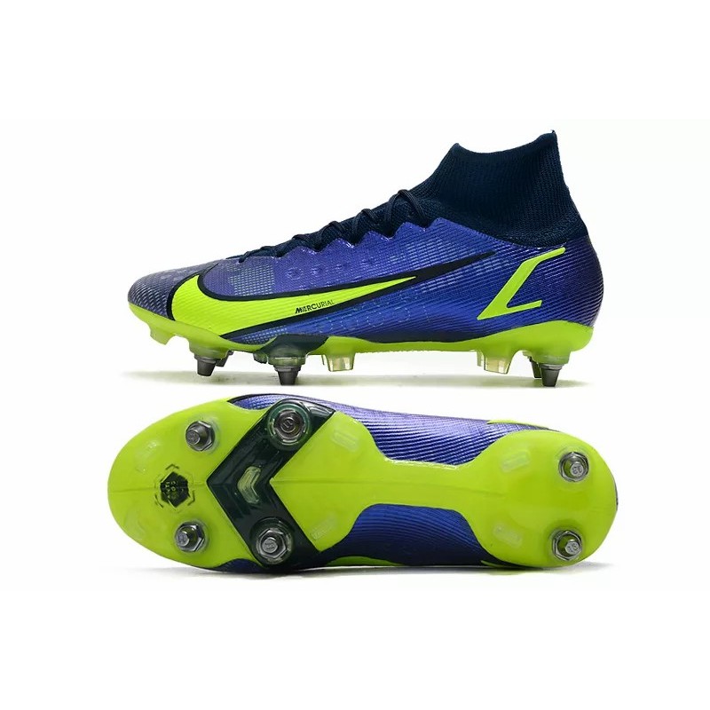 Botas de Fútbol Nike Mercurial Superfly VIII Elite SG PRO Azul&Amarillo Fluorescente (#39~#45)