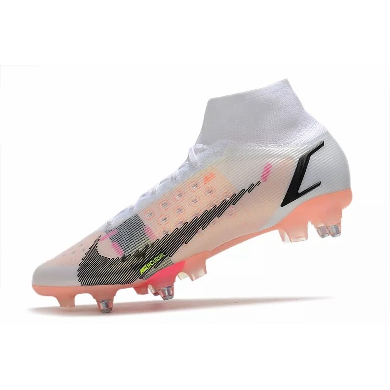 Botas de Fútbol Nike Mercurial Superfly VIII Elite SG PRO Blanco&Rosa&Amarillo Fluorescente / Blanco (#39~#45)