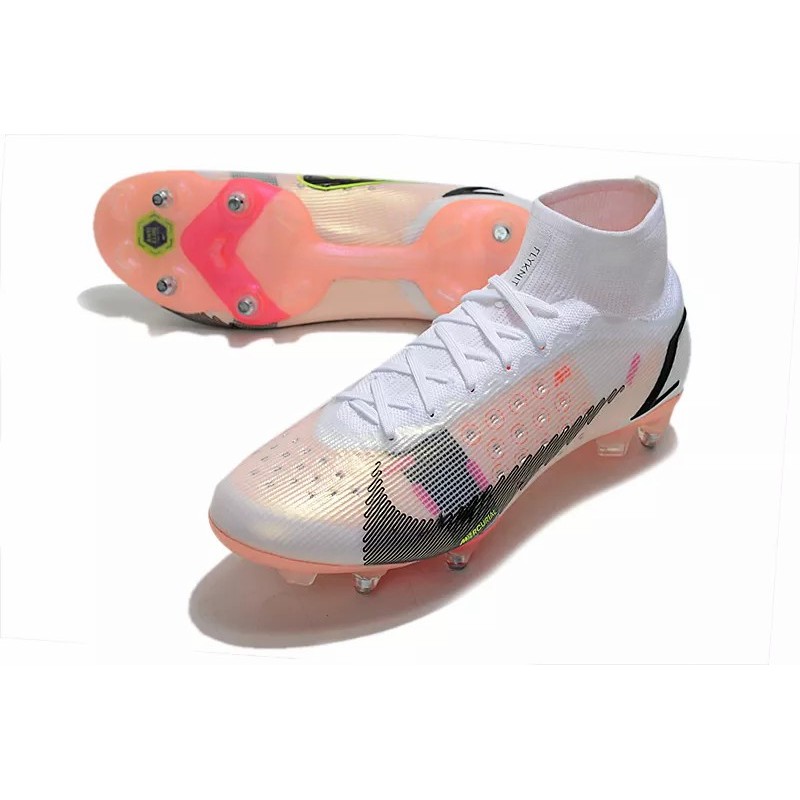 Botas de Fútbol Nike Mercurial Superfly VIII Elite SG PRO Blanco&Rosa&Amarillo Fluorescente / Blanco (#39~#45)