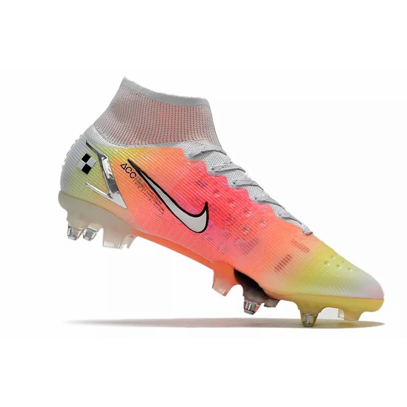 Botas de Fútbol Nike Mercurial Superfly VIII Elite SG PRO Blanco&Rosa&Amarillo Fluorescente / Blanco (#39~#45)