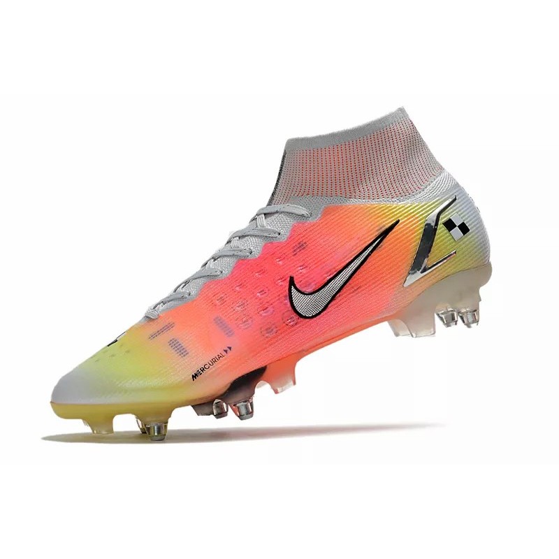 Botas de Fútbol Nike Mercurial Superfly VIII Elite SG PRO Blanco&Rosa&Amarillo Fluorescente / Blanco (#39~#45)