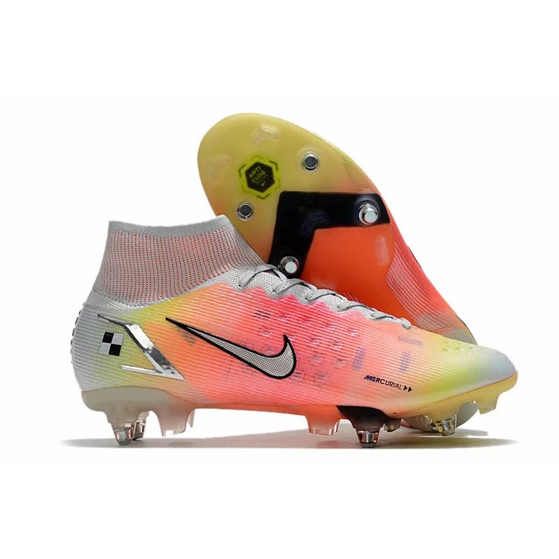 Botas de Fútbol Nike Mercurial Superfly VIII Elite SG PRO Blanco&Rosa&Amarillo Fluorescente / Blanco (#39~#45)