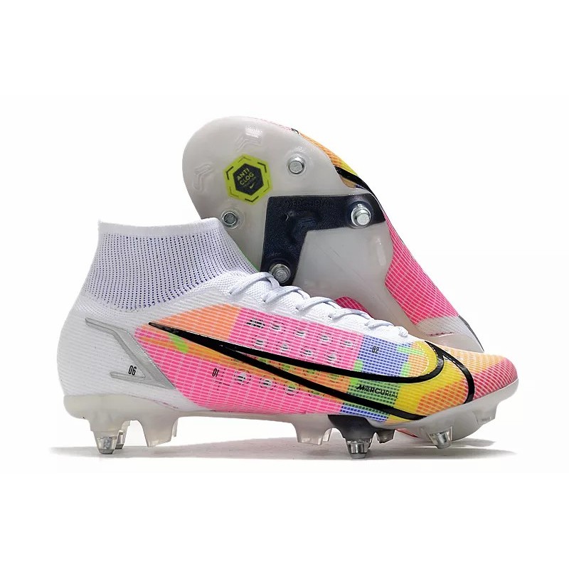 Botas de Fútbol Nike Mercurial Superfly VIII Elite SG PRO Blanco&Rosado&Amarillo (#39~#45)