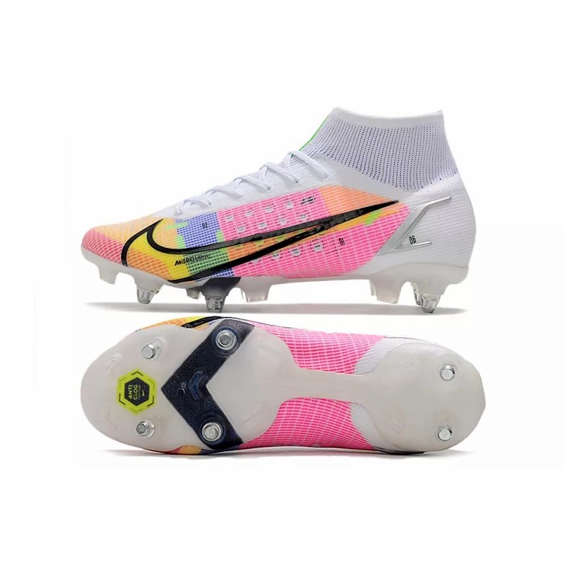 Botas de Fútbol Nike Mercurial Superfly VIII Elite SG PRO Blanco&Rosado&Amarillo (#39~#45)