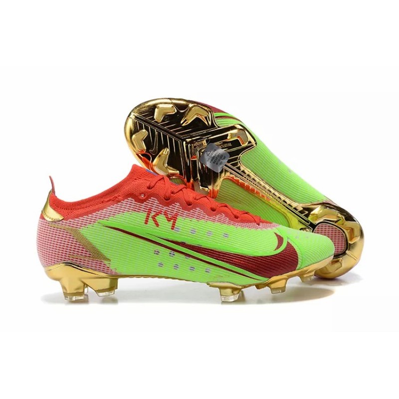 Botas de Fútbol Nike Mercurial Vapor XIV Elite FG Verde Fluorescente&Rojo&Dorado (#39~#45)