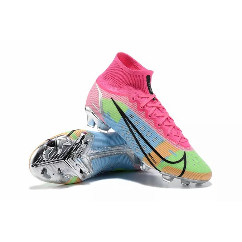 Botas de Fútbol Nike Superfly 8 Elite FG Rosado&Azul&Verde Fluorescente (#39~#45)
