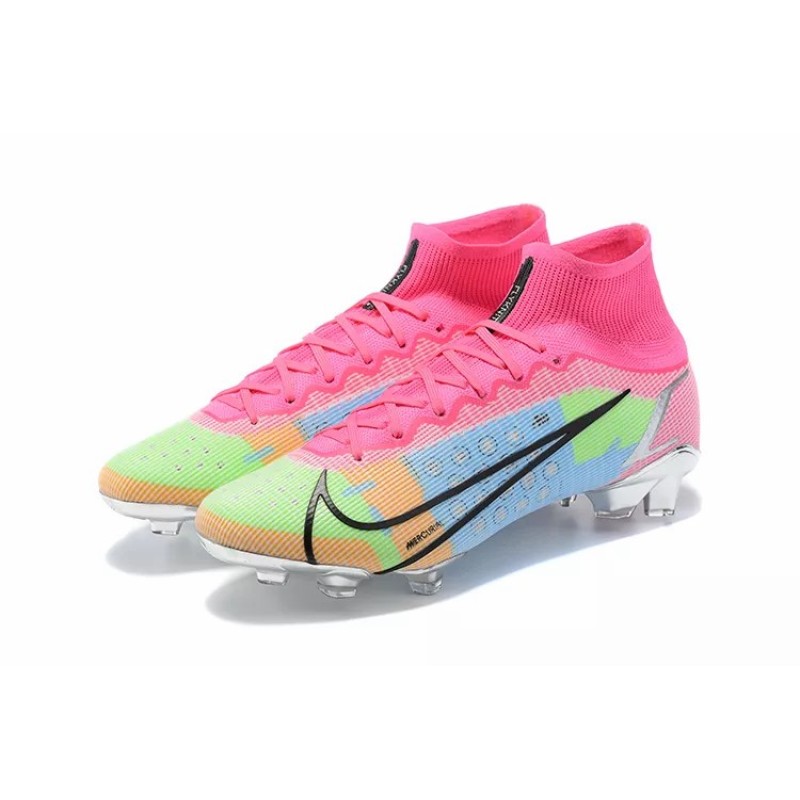 Botas de Fútbol Nike Superfly 8 Elite FG Rosado&Azul&Verde Fluorescente (#39~#45)