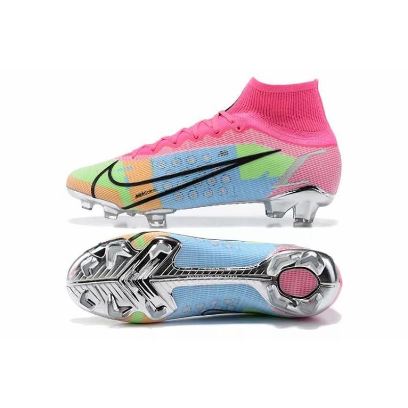 Botas de Fútbol Nike Superfly 8 Elite FG Rosado&Azul&Verde Fluorescente (#39~#45)