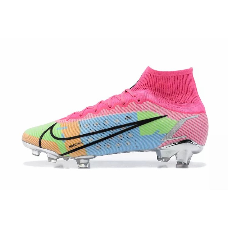 Botas de Fútbol Nike Superfly 8 Elite FG Rosado&Azul&Verde Fluorescente (#39~#45)