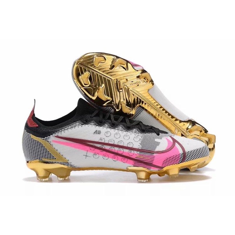 Botas de Fútbol Nike Vapor 14 Elite MDS FG Blanco&Rosado&Dorado&Negro (#39~#45) Botas de Fútbol Nike Vapor 14 Elite MDS FG Blanco&Rosado&Dorado&Negro (#39~#45)