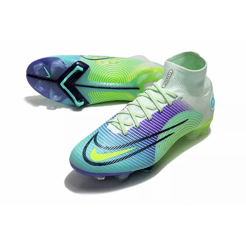 Botas de Fútbol Nike Mercurial Dream Speed Superfly 8 Elite FG Alta Verde Claro&Azul Marino&Amarillo Fluorescente (#39~#45)