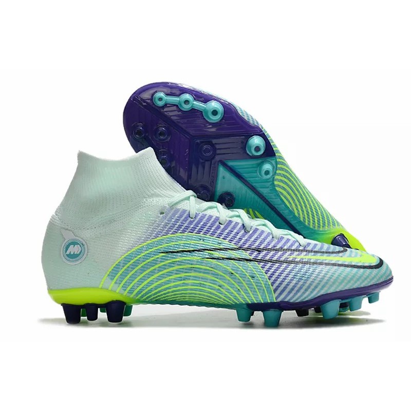 Botas de Fútbol Nike Mercurial Superfly VIII Elite AG Unisex Verde Claro&Azul Marino&Amarillo Fluorescente (#36~#45)
