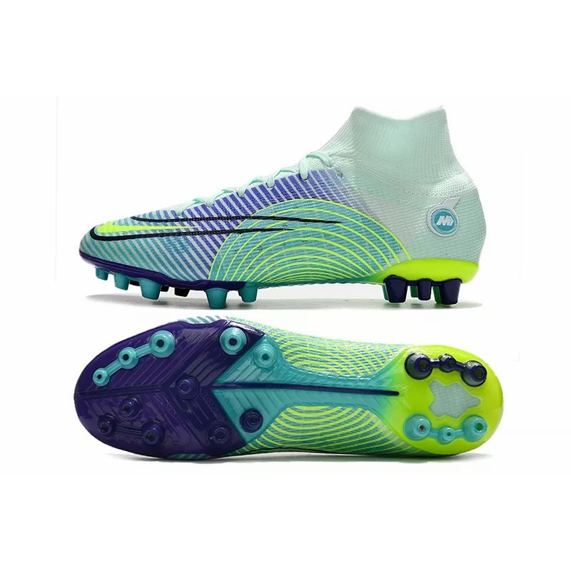Botas de Fútbol Nike Mercurial Superfly VIII Elite AG Unisex Verde Claro&Azul Marino&Amarillo Fluorescente (#36~#45)