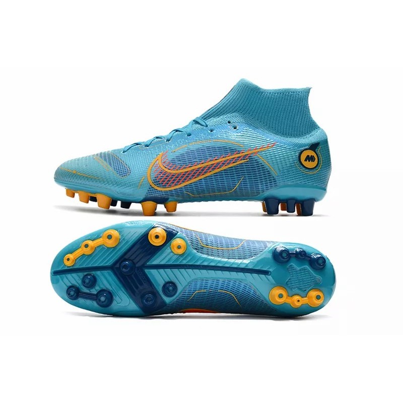 Botas de Fútbol Nike Mercurial Superfly VIII Elite AG Unisex Alta Turquesa&Naranja (#36~#45) 青色&橙色