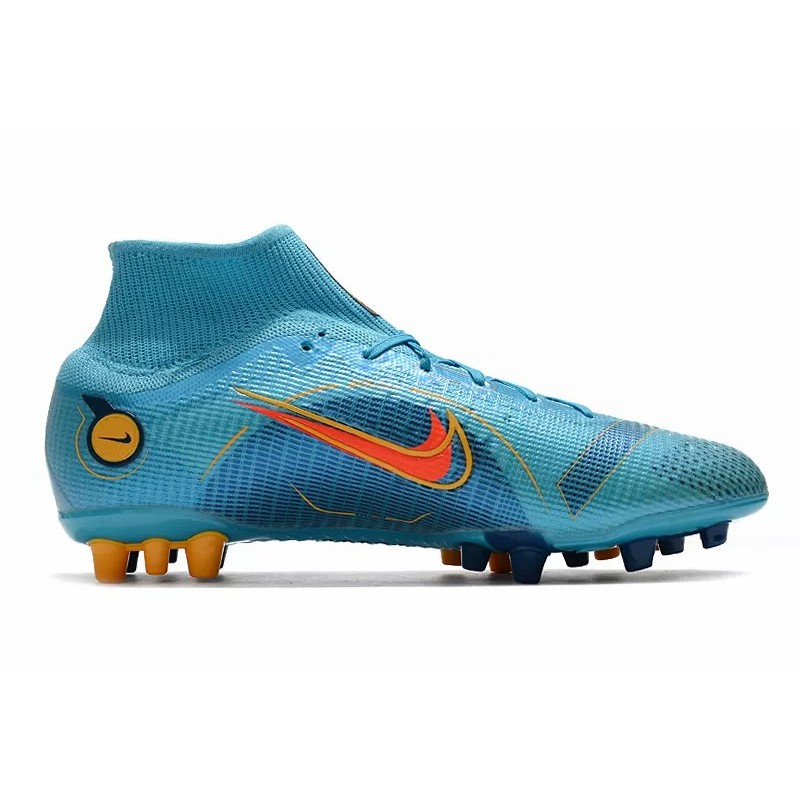 Botas de Fútbol Nike Mercurial Superfly VIII Elite AG Unisex Alta Turquesa&Naranja (#36~#45) 青色&橙色