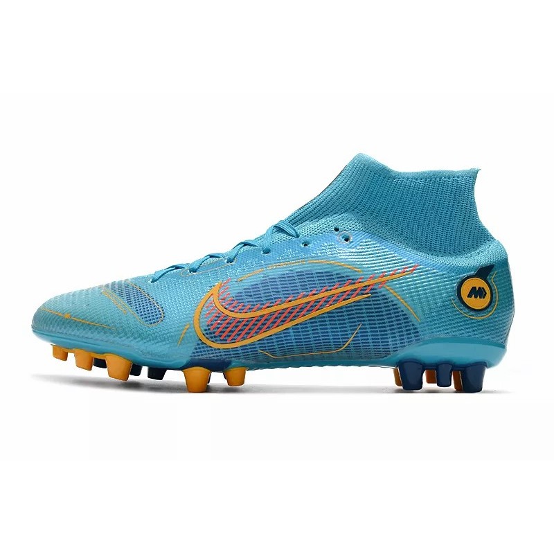 Botas de Fútbol Nike Mercurial Superfly VIII Elite AG Unisex Alta Turquesa&Naranja (#36~#45) 青色&橙色
