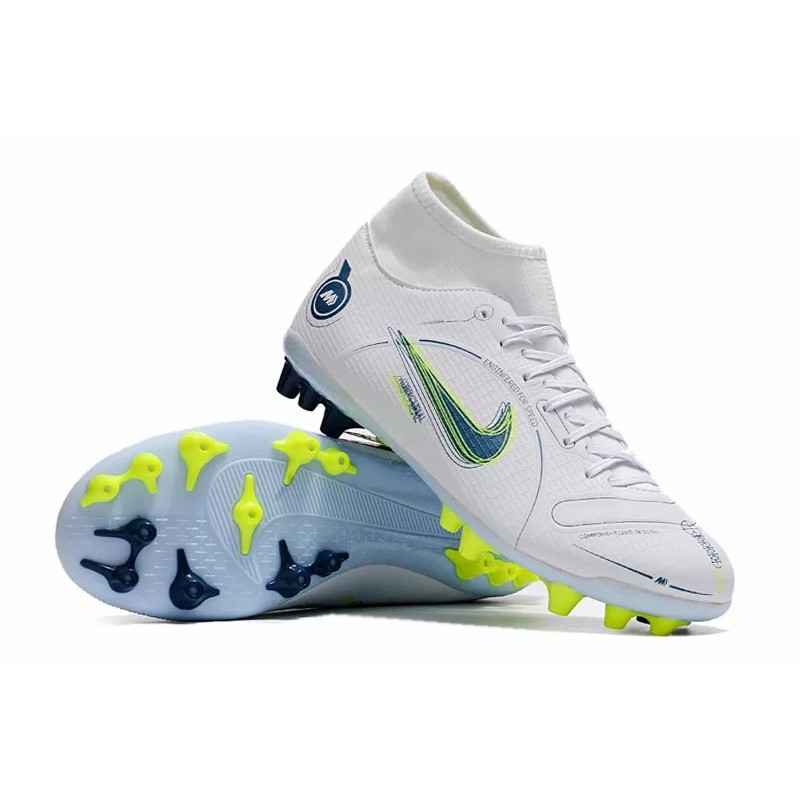 Botas de Fútbol Nike Vapor 14 Academy AG Unisex Alta Blanco&Amarillo Fluorescente&Azul Marino (#36~#44)