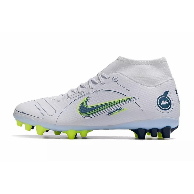 Botas de Fútbol Nike Vapor 14 Academy AG Unisex Alta Blanco&Amarillo Fluorescente&Azul Marino (#36~#44)