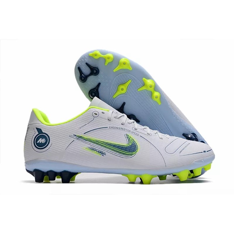 Botas de Fútbol Nike Vapor 14 Academy AG Unisex Blanco&Amarillo Fluorescente&Azul Marino (#36~#44)