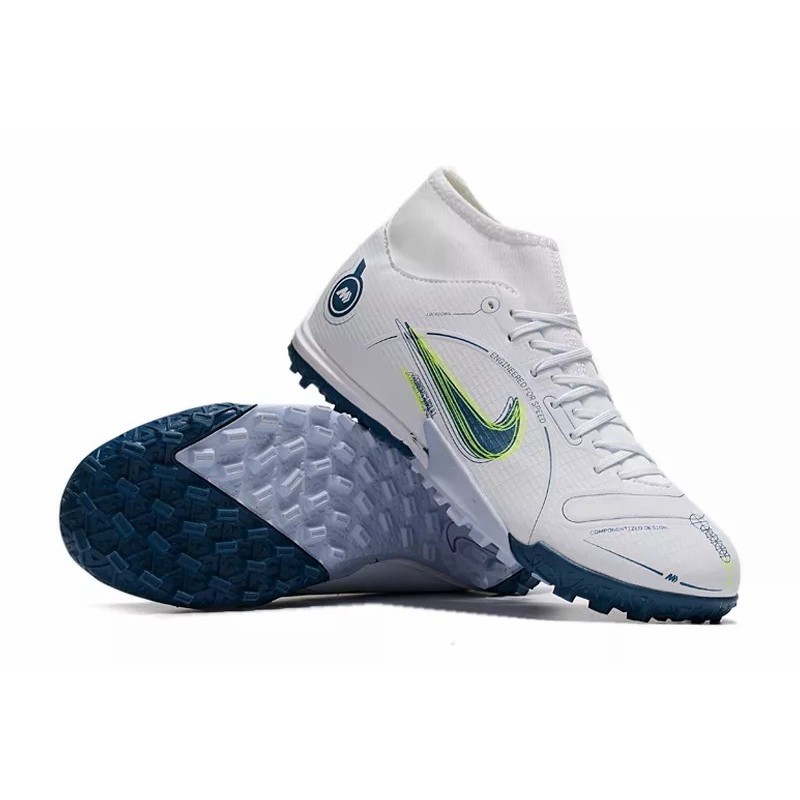 Botas de Fútbol Nike Vapor 14 Academy TF Unisex Alta Blanco&Azul Marino&Amarillo Fluorescente (#36~#44)