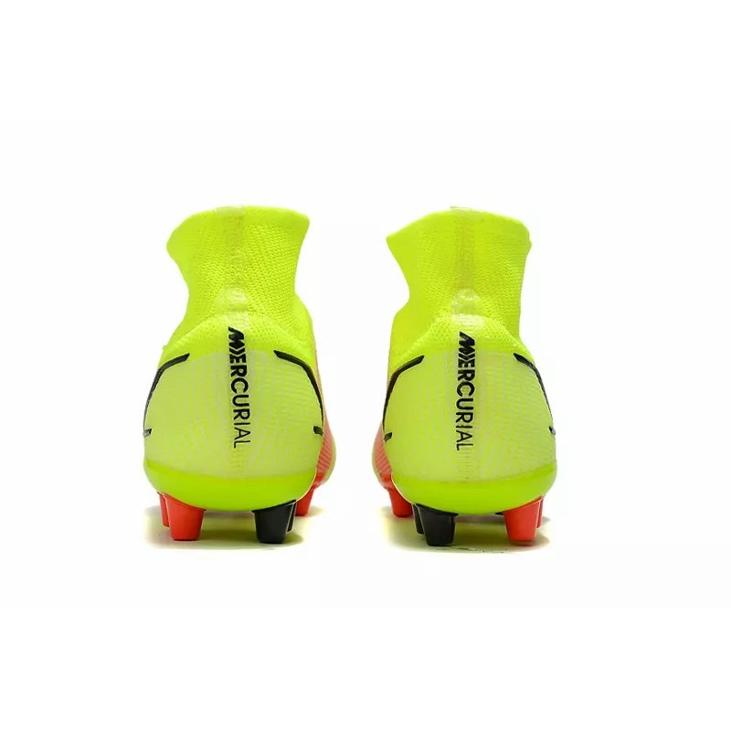 Botas de Fútbol Nike Superfly 8 Elite AG Unisex Alta Amarillo Fluorescente&Rojo Naranja&Negro (#36~#45)
