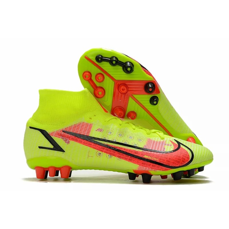 Botas de Fútbol Nike Superfly 8 Elite AG Unisex Alta Amarillo Fluorescente&Rojo Naranja&Negro (#36~#45)