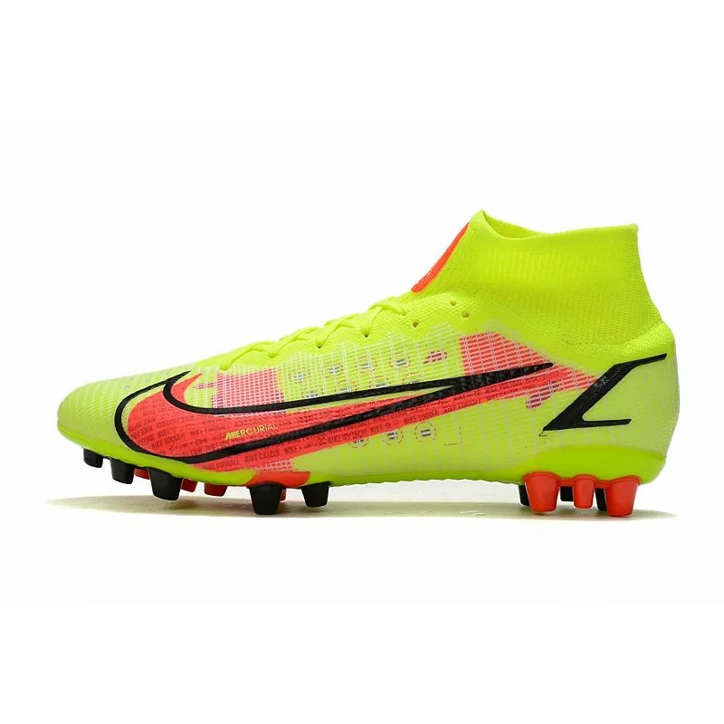 Botas de Fútbol Nike Superfly 8 Elite AG Unisex Alta Amarillo Fluorescente&Rojo Naranja&Negro (#36~#45)