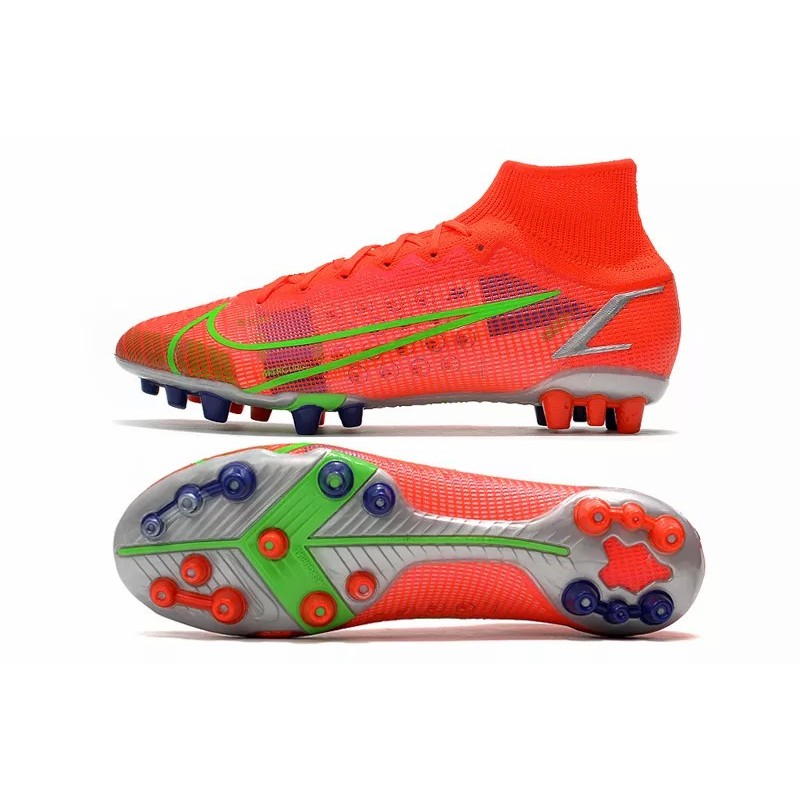 Botas de Fútbol Nike Superfly 8 Elite AG Unisex Alta Rojo Naranja&Verde (#36~#45)