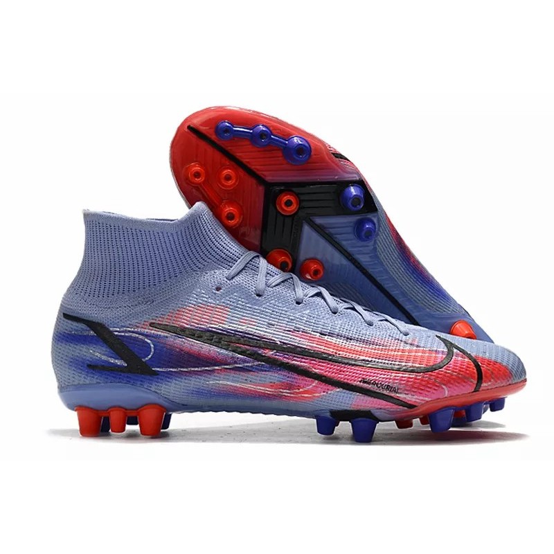Botas de Fútbol Nike Superfly 8 Elite AG Unisex Alta Azul Claro&Rojo Naranja&Negro (#36~#45)