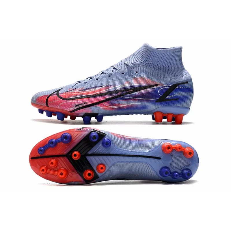 Botas de Fútbol Nike Superfly 8 Elite AG Unisex Alta Azul Claro&Rojo Naranja&Negro (#36~#45)