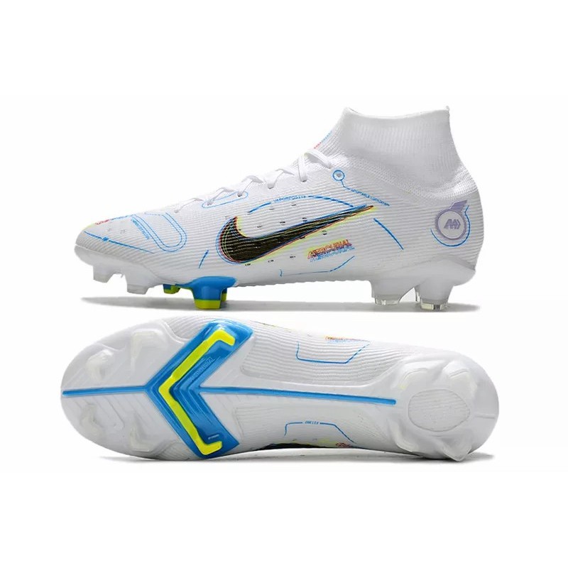 Botas de Fútbol Nike Superfly 8 Elite FG Unisex Alta Blanco&Azul (#36~#45)