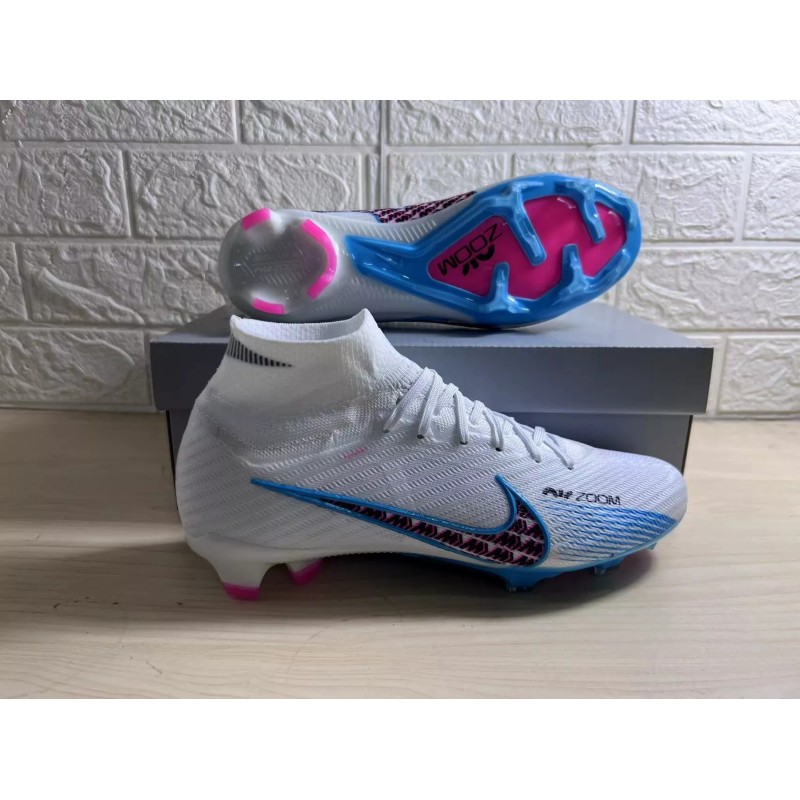 Botas de Fútbol Nike Air Zoom Mercurial Superfly IX Elite FG Blanco&Azul (#39~#45)