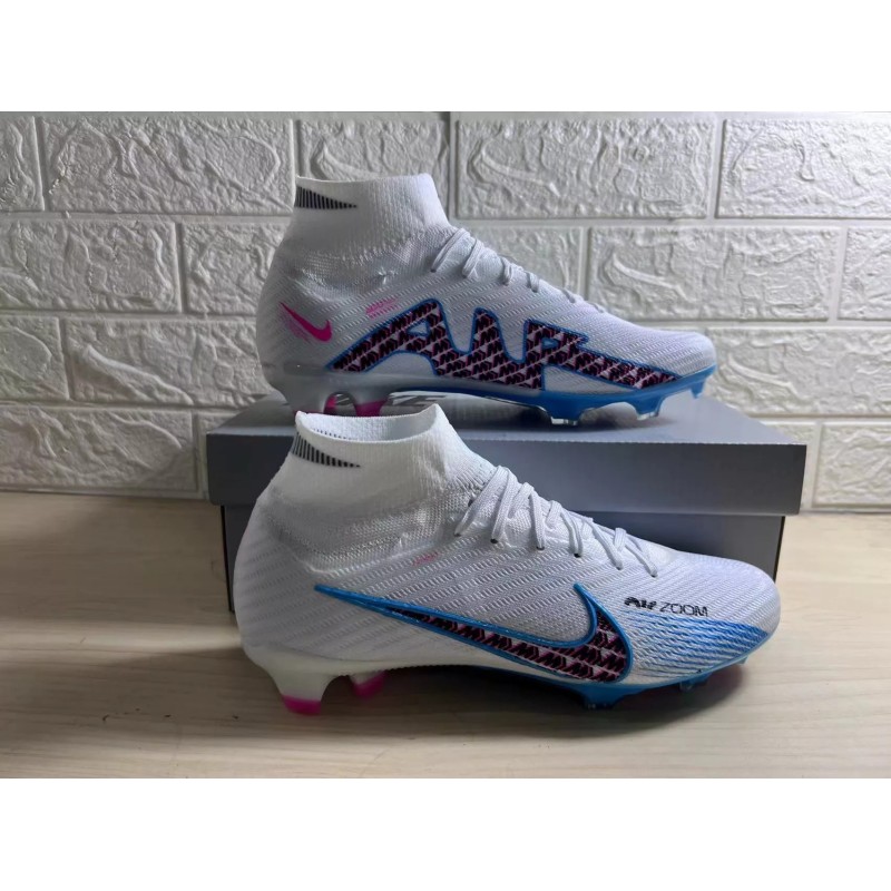 Botas de Fútbol Nike Air Zoom Mercurial Superfly IX Elite FG Blanco&Azul (#39~#45)