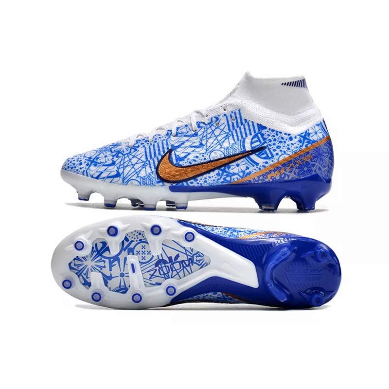 Botas de Fútbol Nike Air Zoom Mercurial Superfly IX Elite AG Unisex Azul&Blanco (#36~#45)