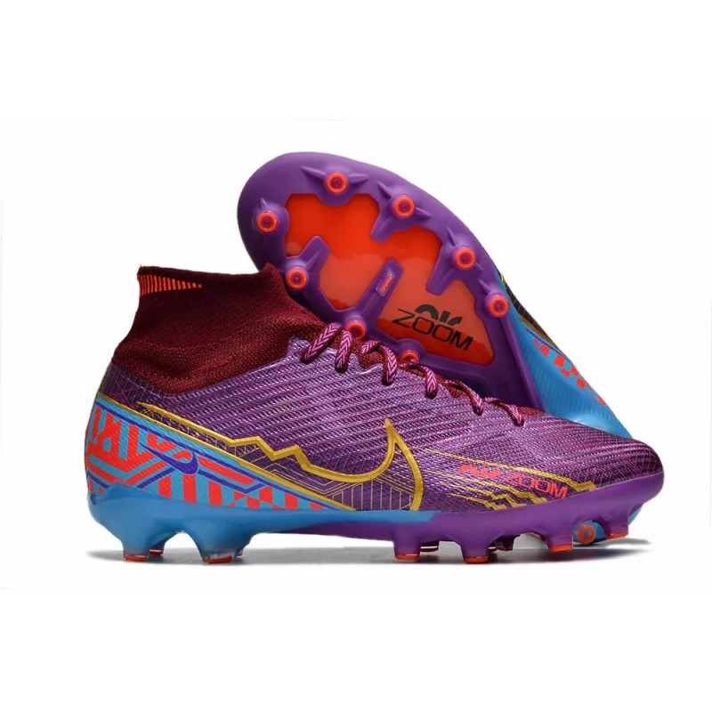 Botas de Fútbol Nike Air Zoom Mercurial Superfly IX Elite AG Unisex Púrpura&Azul (#36~#45)
