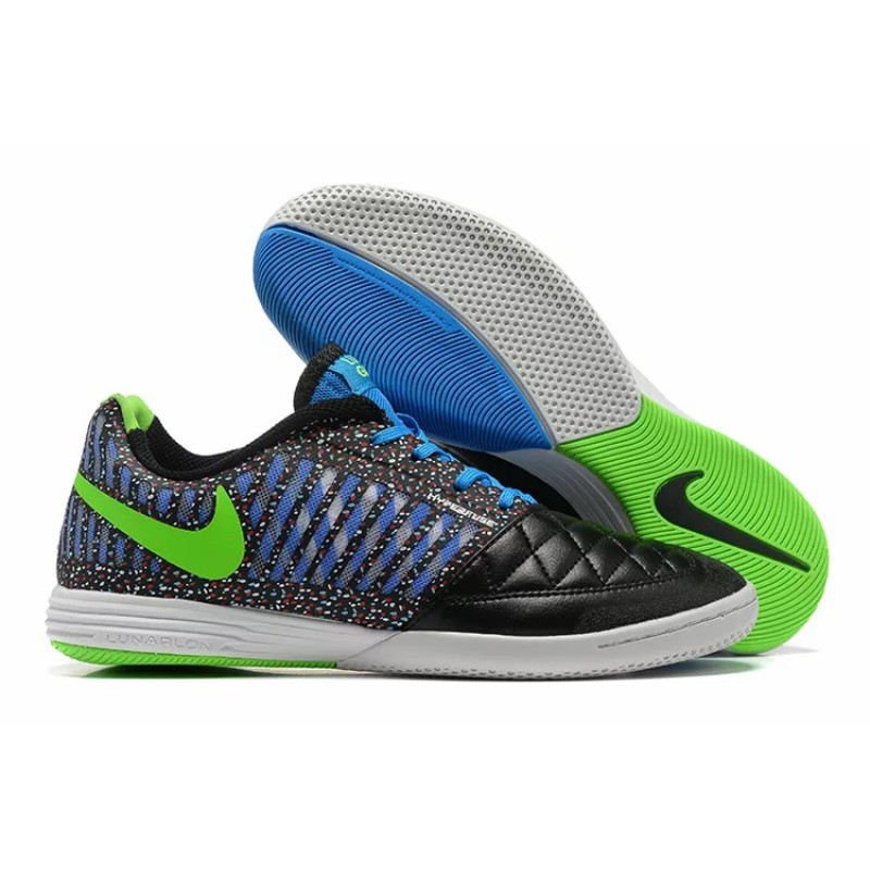 Botas de Fútbol Nike Lunar Gato II IC Hombre Negro&Azul&Verde (#39~#45)