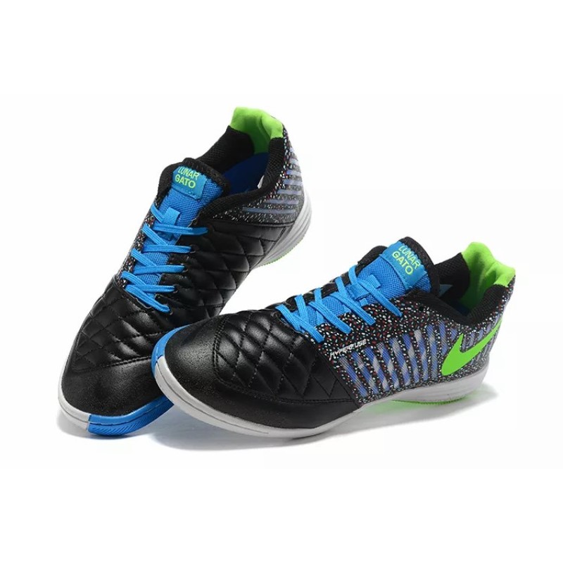 Botas de Fútbol Nike Lunar Gato II IC Hombre Negro&Azul&Verde (#39~#45)