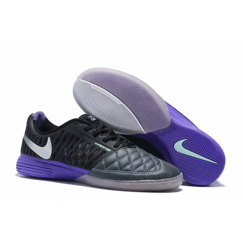Botas de Fútbol Nike Lunar Gato II IC Hombre Negro&Púrpura (#39~#45)