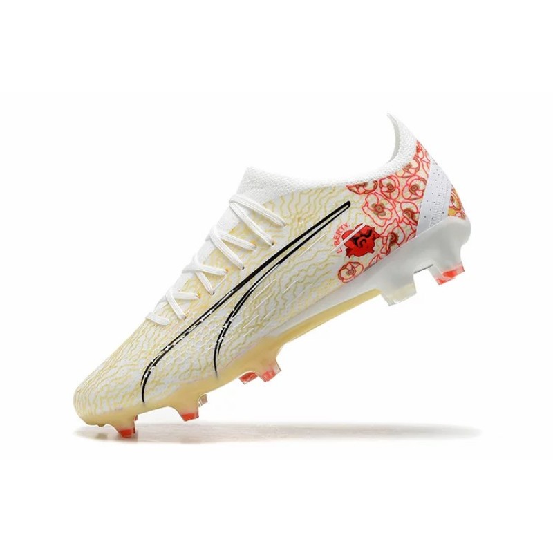 Botas de Fútbol Puma Ultra Ultimate FG Blanco&Amarillo&Rojo (#39~#45)
