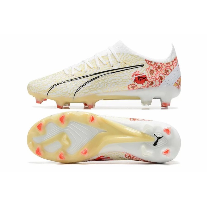Botas de Fútbol Puma Ultra Ultimate FG Blanco&Amarillo&Rojo (#39~#45)