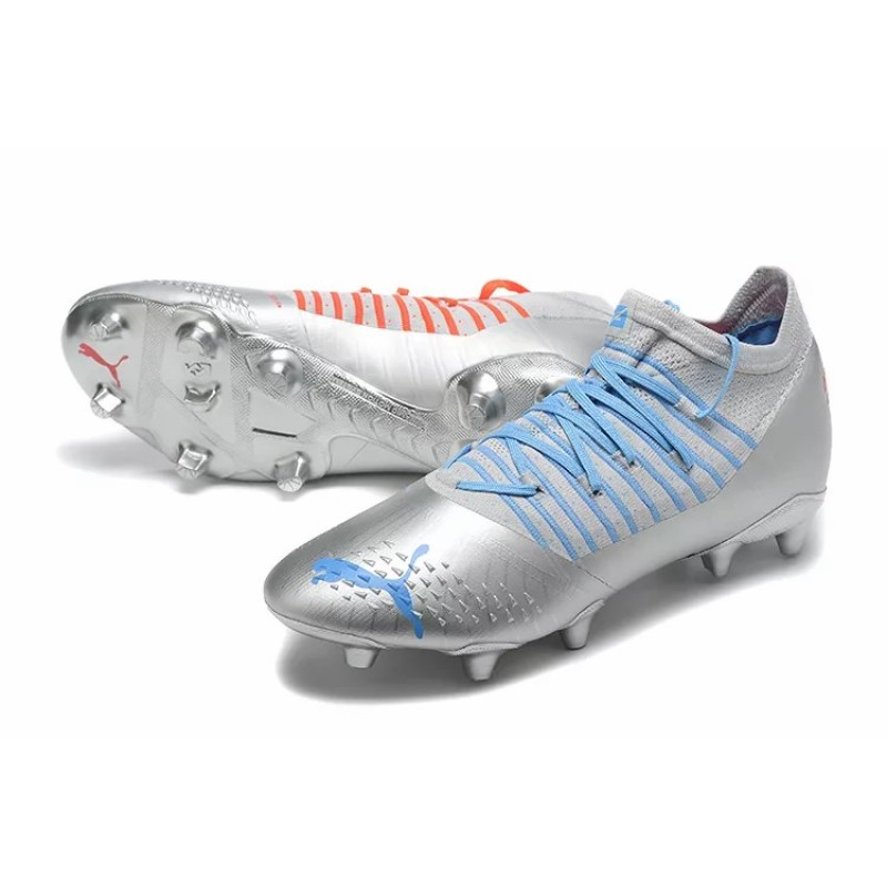 Botas de Fútbol Puma Future Z 1.3 Teazer FG Plateado&Naranja&Azul (#39~#45)