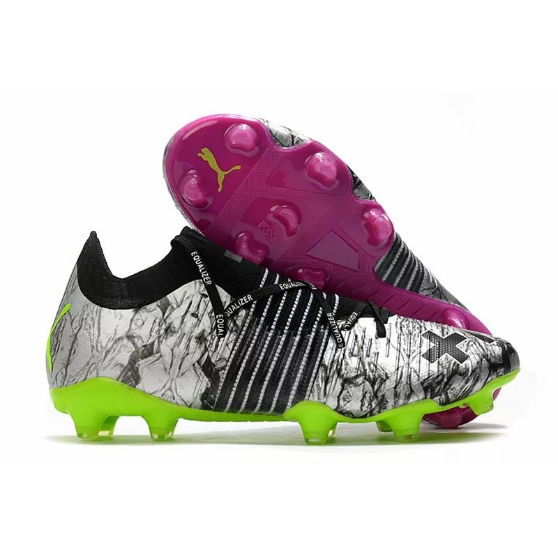 Botas de Fútbol Puma × Equalizer Future Z 1.1 FG Plateado&Verde Fluorescente&Púrpura (#39~#45)